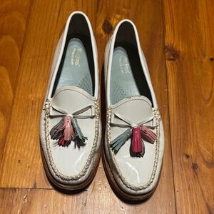 Weejuns Women's White Patent Leather Loafers with Colorful Tassels